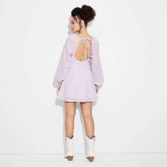 Wild Fable Bishop Long Sleeve Fit & Flare Dress - Picture 3 of 4